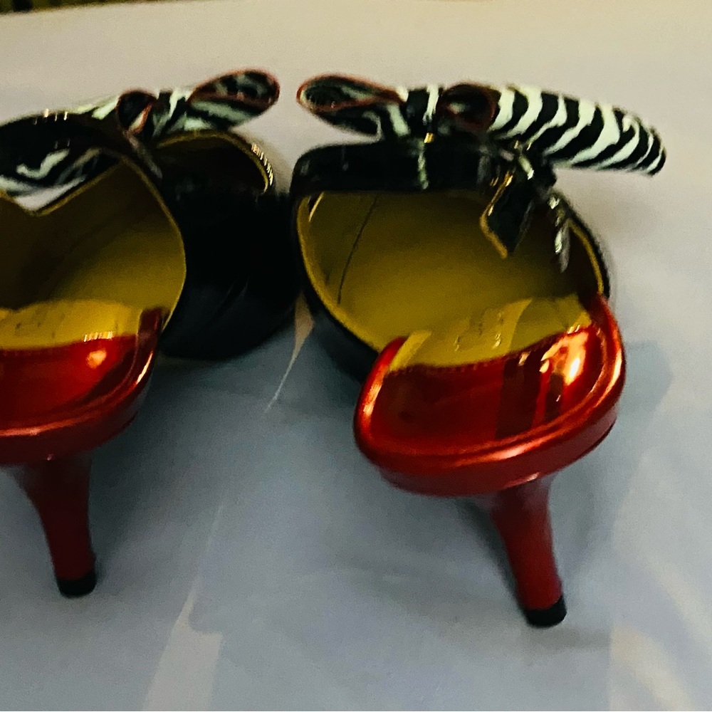 Red and Black Heels with Zebra Print Bow